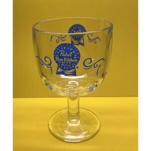 Pabst Blue Beer Ribbon Glass Goblet Style Remember Use To Be A Carnival Prize